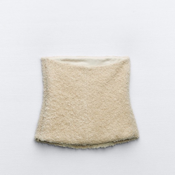 Zara NWT structured fuzzy / furry strapless tube top - Picture 7 of 8